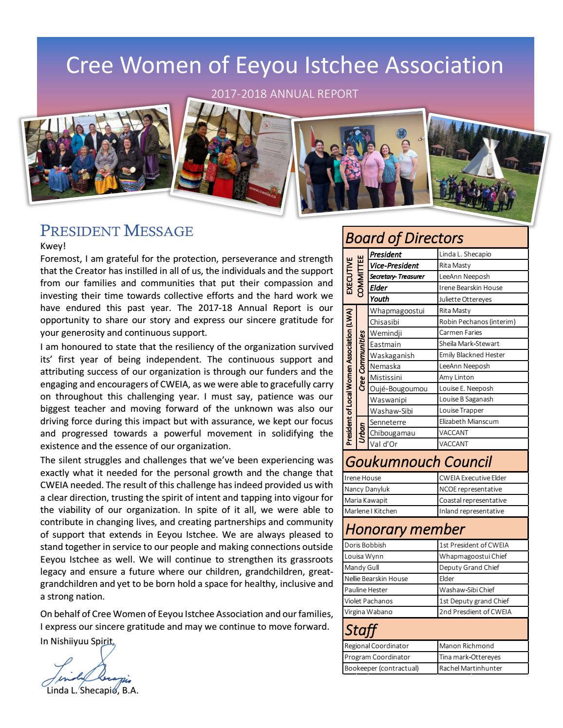 2017-2018 CWEIA Annual Report - page 1